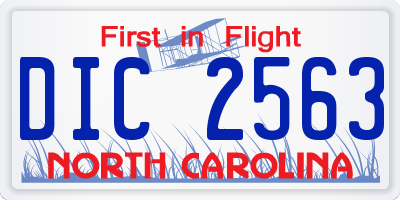 NC license plate DIC2563