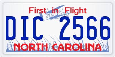 NC license plate DIC2566