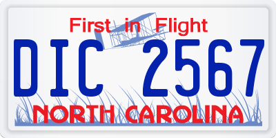 NC license plate DIC2567