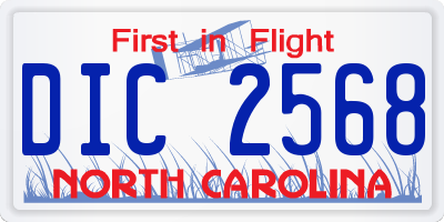 NC license plate DIC2568