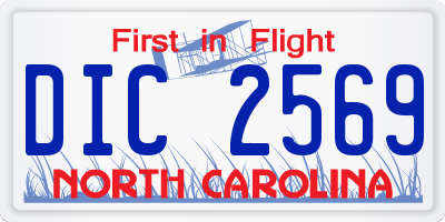 NC license plate DIC2569