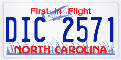 NC license plate DIC2571