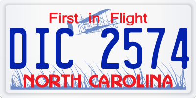 NC license plate DIC2574