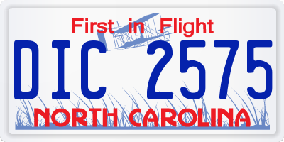 NC license plate DIC2575
