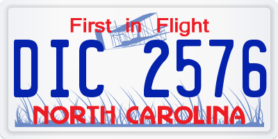 NC license plate DIC2576