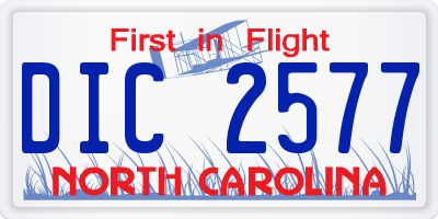 NC license plate DIC2577
