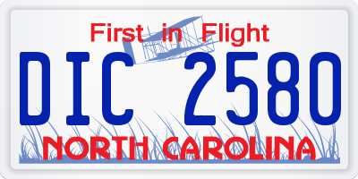 NC license plate DIC2580