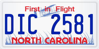 NC license plate DIC2581
