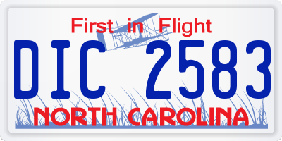 NC license plate DIC2583