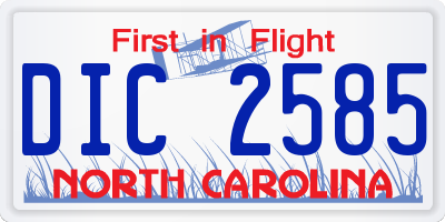NC license plate DIC2585