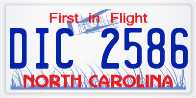 NC license plate DIC2586