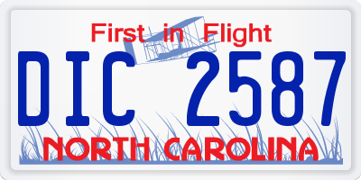 NC license plate DIC2587