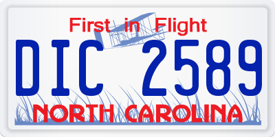 NC license plate DIC2589