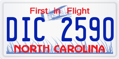 NC license plate DIC2590