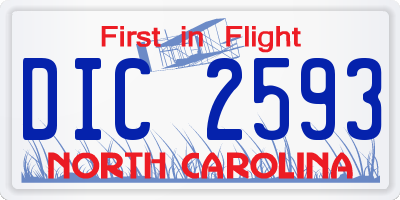 NC license plate DIC2593