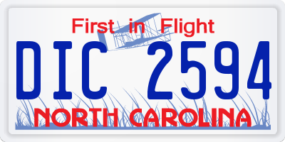 NC license plate DIC2594