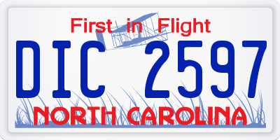 NC license plate DIC2597