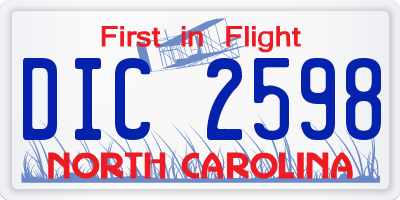 NC license plate DIC2598