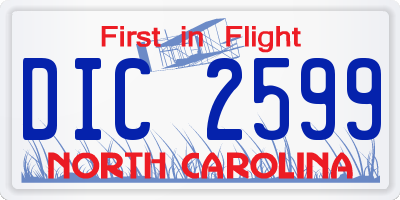 NC license plate DIC2599