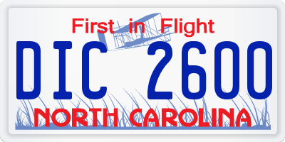 NC license plate DIC2600