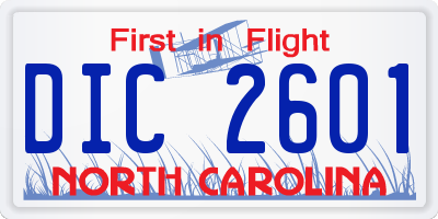 NC license plate DIC2601
