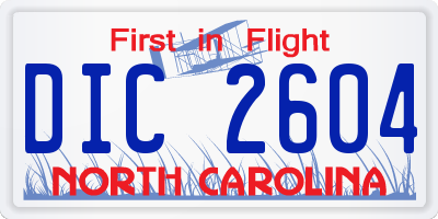 NC license plate DIC2604