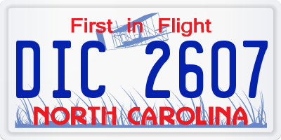 NC license plate DIC2607