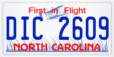 NC license plate DIC2609