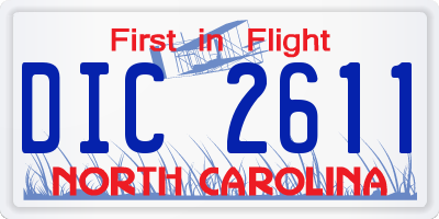 NC license plate DIC2611