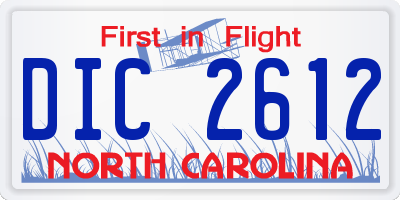 NC license plate DIC2612