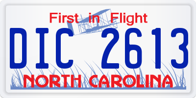 NC license plate DIC2613