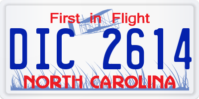 NC license plate DIC2614