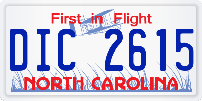 NC license plate DIC2615