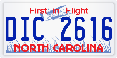 NC license plate DIC2616