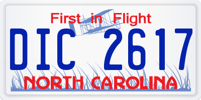 NC license plate DIC2617