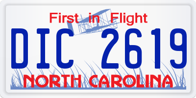NC license plate DIC2619