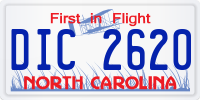 NC license plate DIC2620