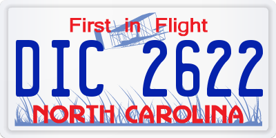NC license plate DIC2622