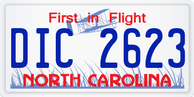 NC license plate DIC2623