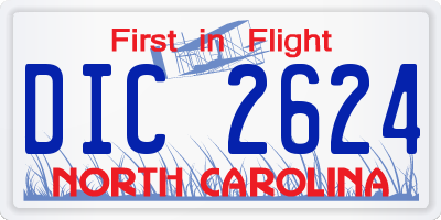 NC license plate DIC2624