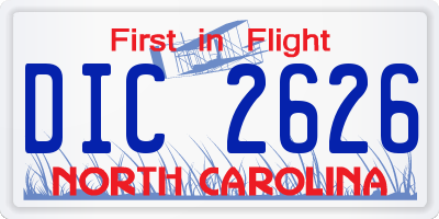 NC license plate DIC2626