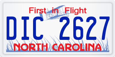 NC license plate DIC2627
