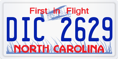 NC license plate DIC2629
