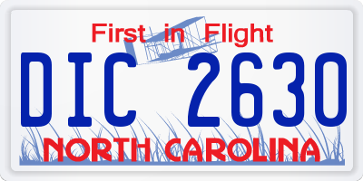 NC license plate DIC2630