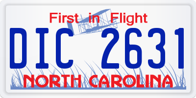 NC license plate DIC2631
