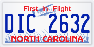 NC license plate DIC2632