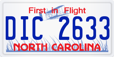 NC license plate DIC2633