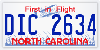 NC license plate DIC2634