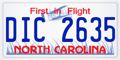 NC license plate DIC2635