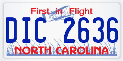 NC license plate DIC2636